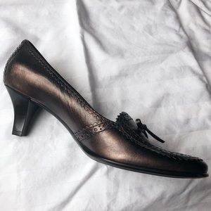 Franco Sarto brown leather loafer heel size 6.5